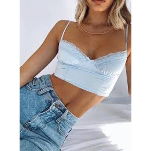 PRINCESS POLLY Old School Love Cropped Cami Top - Picture 1 of 6